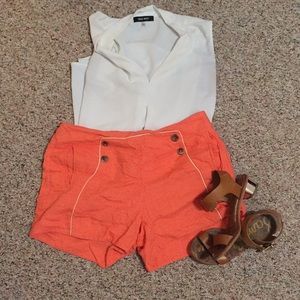 High waisted linen shorts